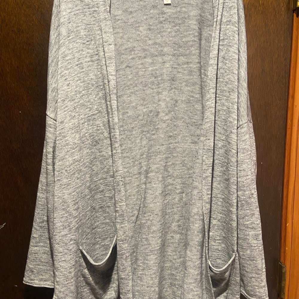 Gray Heathered Knit Cardigan Sweater